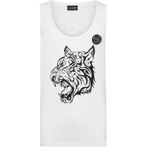 Plein Sport - Tank Top Tiger - Wit - Heren - Katoen
