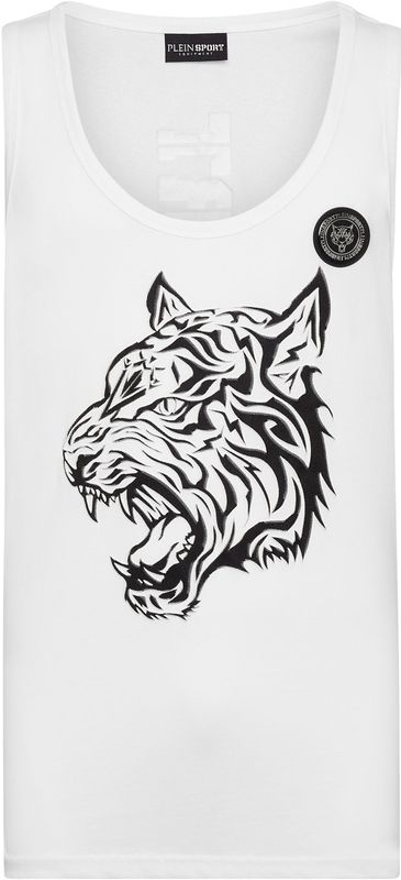 Plein Sport - Tank Top Tiger - Wit - Heren - Katoen