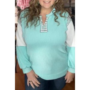 Aqua Kleurblok Langemouwen Top