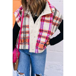 Geruit Sherpa Knopen Vest