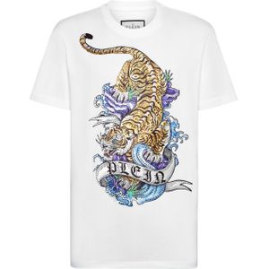 Philipp Plein - Flower Skull T-Shirt - Zwart - Dames - Katoen