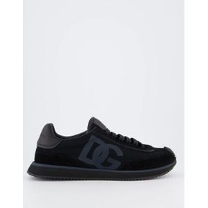 Dolce & Gabbana - Zwarte Sneakers - Heren - Leer - Met Logopatch