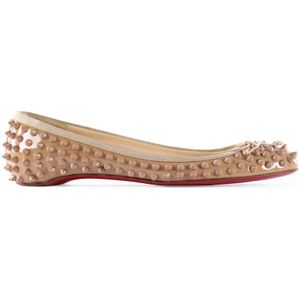 Christian Louboutin Beige Gepatenteerd Leren Spikes Sonietta Ballerina's
