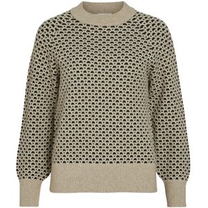 Vila Viril checked ls knit top noos zand dessin