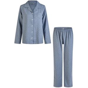 By Louise Dames pyjama set flanel lang met knoopsluiting gestipt