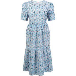 Mymo - Midi-jurk - Blauw - Dames - Korte Mouwen
