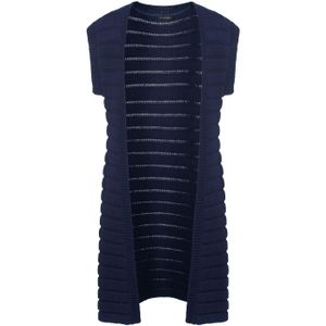Gebreide truien - Mouwloos Open Gebreid Vest - Jacquardstreep - Halve Lengte