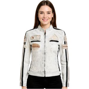 Dames - Dalby - Bikerjack - Wit - Leren