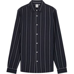 Law of the sea Silky longsleeve shirt dark blue & white striped