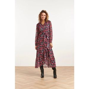 Smashed Lemon - 23539 - Chiffon Flowy Maxi Jurk - Ornament Print