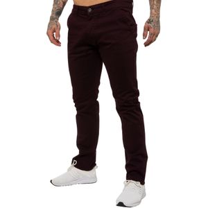 Enzo | Heren Slim Fit Stretch Chino Jeans - Bordeaux
