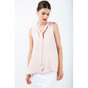 Mouwloze Top - Geweven Crêpeachtige Stof - 100% Viscose - Met Strikdetail
