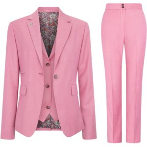 Dames - Formeel Kantoorpak - Effen Roze - Driedelig - Blazer Gilet Pantalon