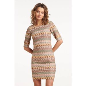 Smashed Lemon - 35067 - Korte Stretch Jurk - Zigzag Print - Driekwart Mouwen