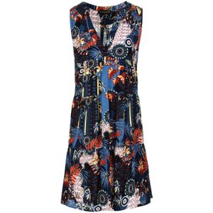 A-lijn Jurk - Marine - Mouwloos - Geplooide Naden