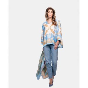 Mucho Gusto Zijden blouse seta ketting en kwasten print