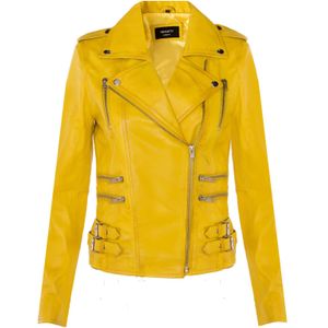 Dames - Leren Bikerjack - Zwart - Brando Loddon