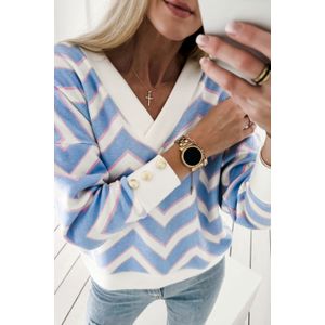 Chevron Print Knopmanchet Top
