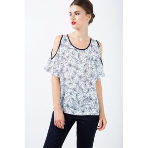 Conquista Fashion - Koude Schouder Top - Gebloemd