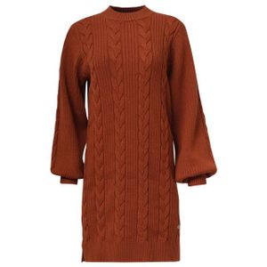 Smashed Lemon - Gebreide Jurk - Cognac - Knie-lengte - Losvallend Model