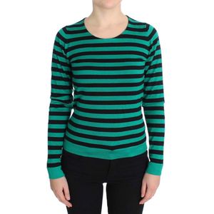 Dolce & Gabbana Dames Groene Zwarte Zijden Kasjmier Trui