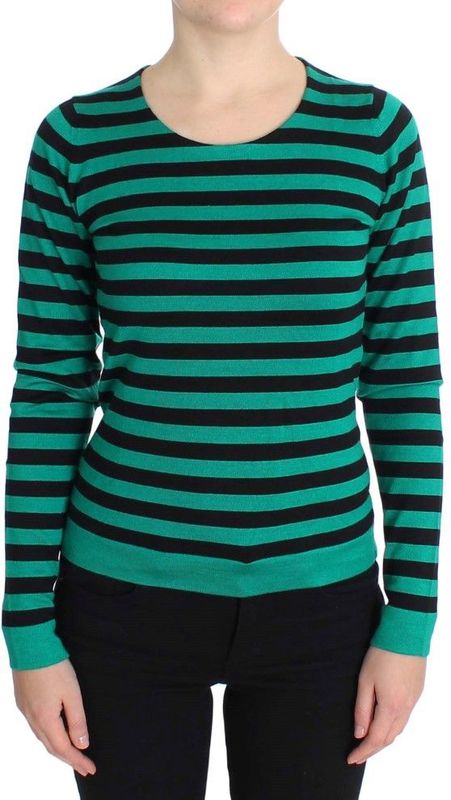 Dolce & Gabbana Dames Groene Zwarte Zijden Kasjmier Trui