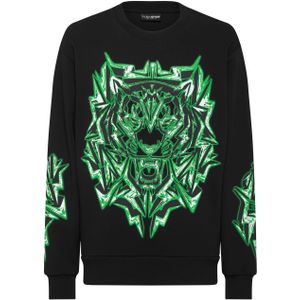 Plein Sport - Sweatshirt Tiger - Fleece Sweater - Zwart - Ronde Hals