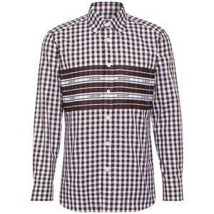 Burberry - Katoenen Poplin - Donker Bordeaux Geruit Overhemd