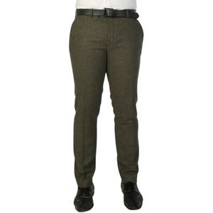 Heren - Olijfgroen - Wolmix Tweed - Formele Broek