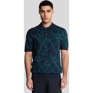 Lyle & Scott - Golf Outline - Gebreide Poloshirt - Marineblauw