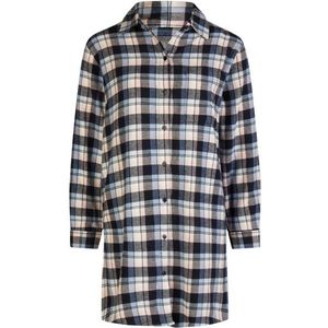 By Louise - Pyjama Nachthemd - Grijs/Roze - Lang - Flanel