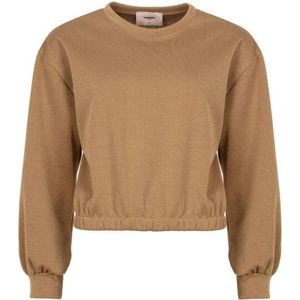 Zari - Sweater - Camel - Pofmouwen - Ronde Halslijn - Zachte Sweatkwaliteit