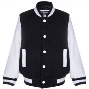 Infinity Junior - Kinderveters - Bomberjack - Zwart-wit - Leren Mouwen