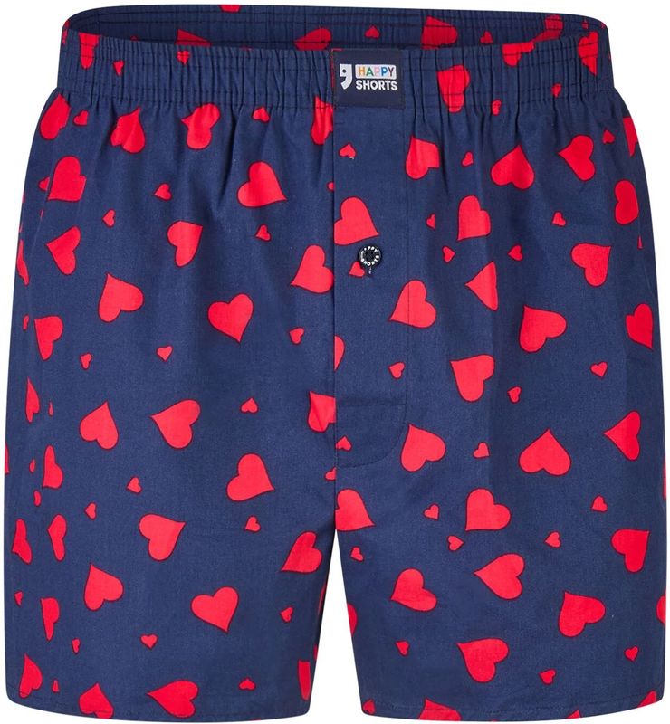 Happy Shorts Wijde boxershort heren met grote rode hartjes