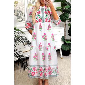 Floral Print Gelaagde Midi-jurk