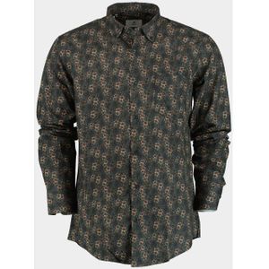 Bos Bright Blue Casual hemd lange mouw grey with flowers 26413/v01