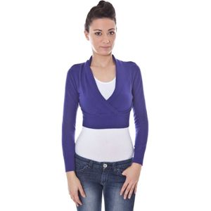Korte Gebreide Cardigan Lange Mouwen V-hals
