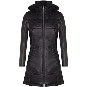 Dames - Leren Parka - Olney - Gewatteerd - Met Capuchon