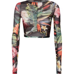 Philipp Plein - Ls Top Flowers - Veelkleurig - Stretch Crop Top - Lange Mouwen