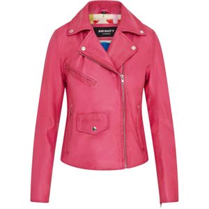 Brando - Broome - Biker Leren Jas - Fuchsia Roze - Dames