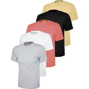 Kruze - Dames Crew Neck T-shirts - Zwart Grijs Roze Nude Wit - 5 Pack