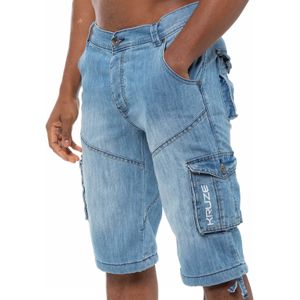 Kruze - Heren Cargo Combat Short - Dark Wash - 7 Zakken
