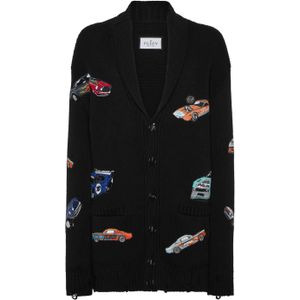 Philipp Plein - Knitted Cardigan LS Cars Racing - Vest - Zwart - Katoen