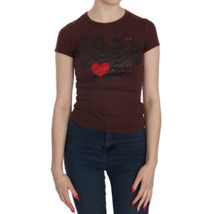 Exte Dames Bruine Hartjes Korte Mouwen T-shirt