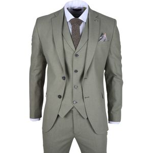 Heren - Sage Tailor Fit - 3-delig Trouwsuit - Saliegroen