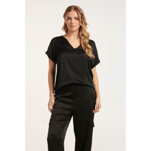 Smashed Lemon - Satijnen Top - Zwart - 100% Viscose