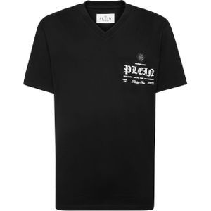 Philipp Plein - T-Shirt V-Neck - Zwart - Heren - Katoen