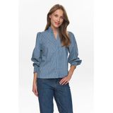 NÜMPH Blouse 'Emilie'  blauw denim / wit