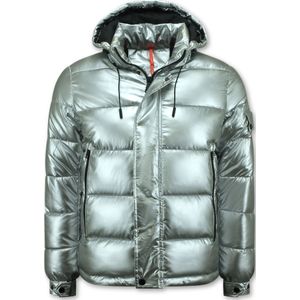 Enos Zilveren puffer jackets met capuchon