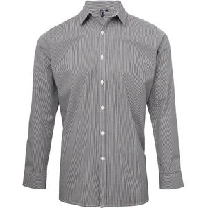 Premier Heren gingham micro geruit overhemd met lange mouwen